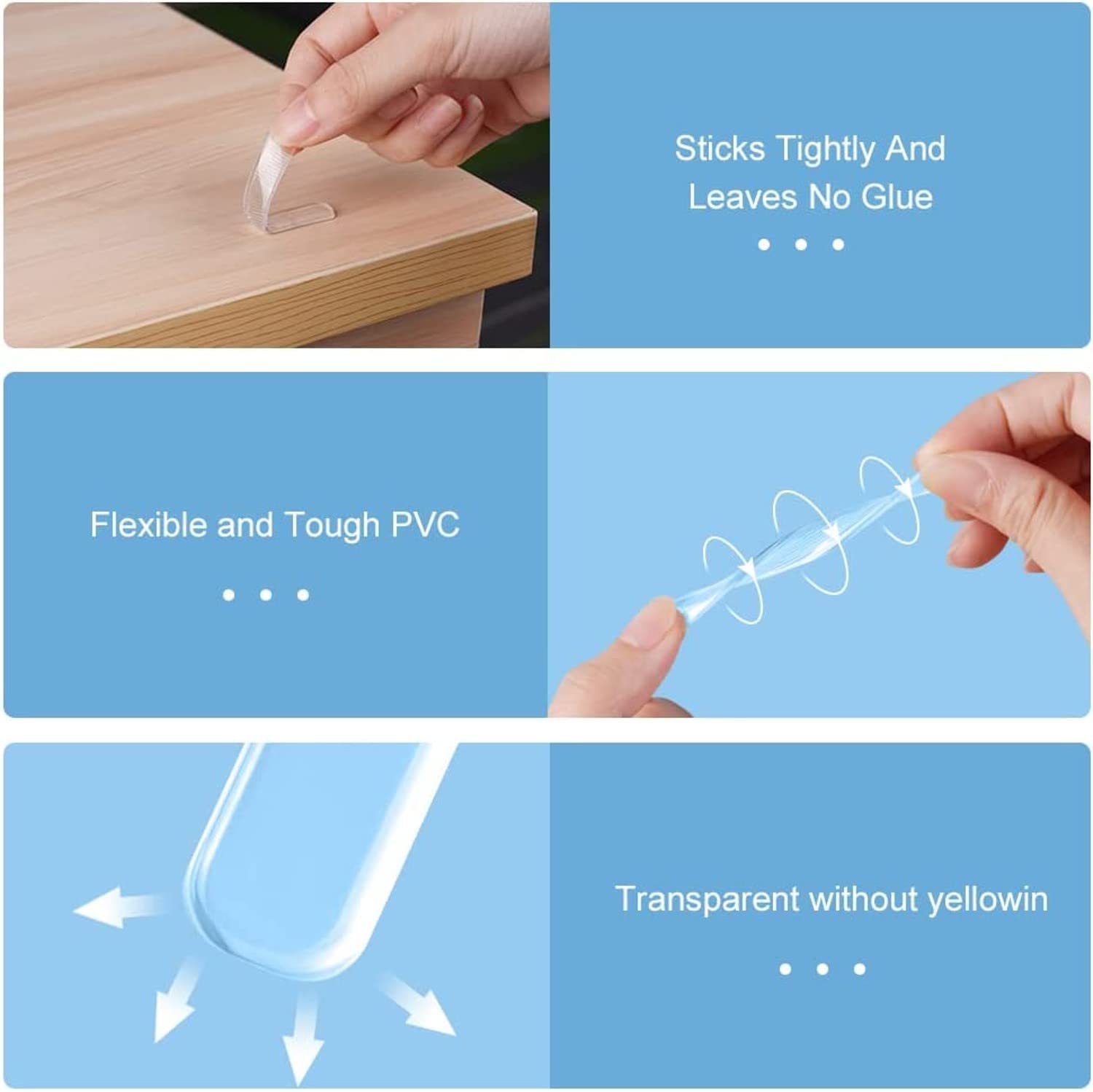 SHFTI Anti-Collision Sticker - Transparent Silicone Door Bumper Strip - Non-Marking Cabinet Handle Protector - Noise Reduction & Anti-Slip - Self-Adhesive - 6.5x1cm - Pack of 50 3