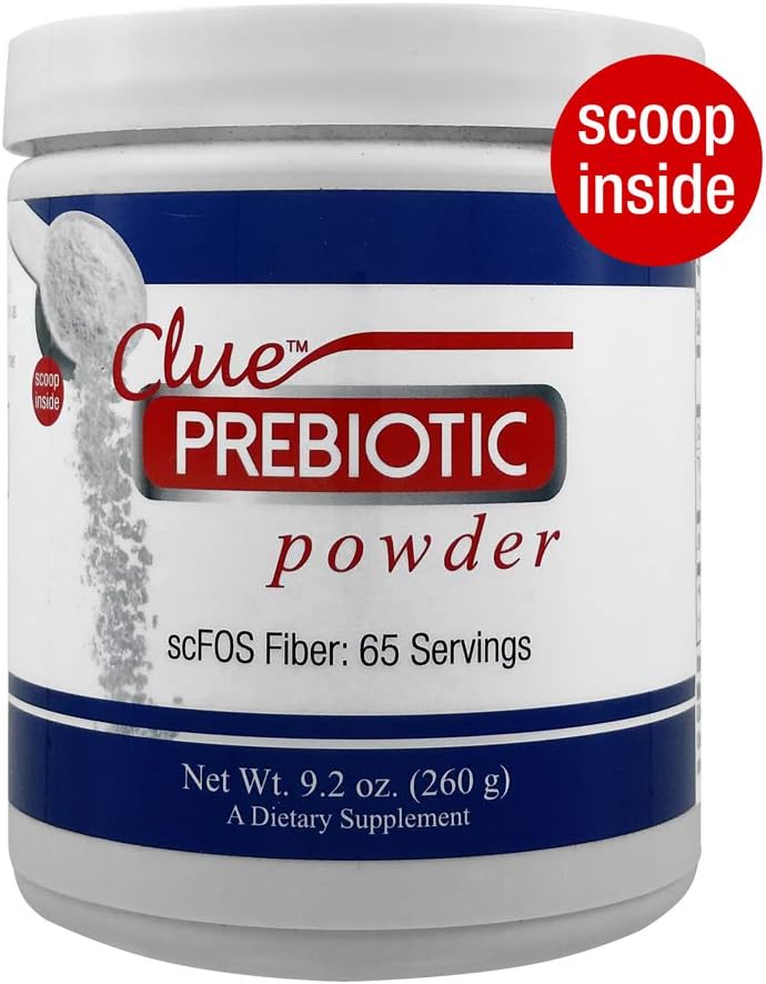 Clue Prebiotic Powder, 260 Grams scFOS (Short-Chain fructooligosaccharides) 65 Servings. No additives, no preservatives. Scoop Included.