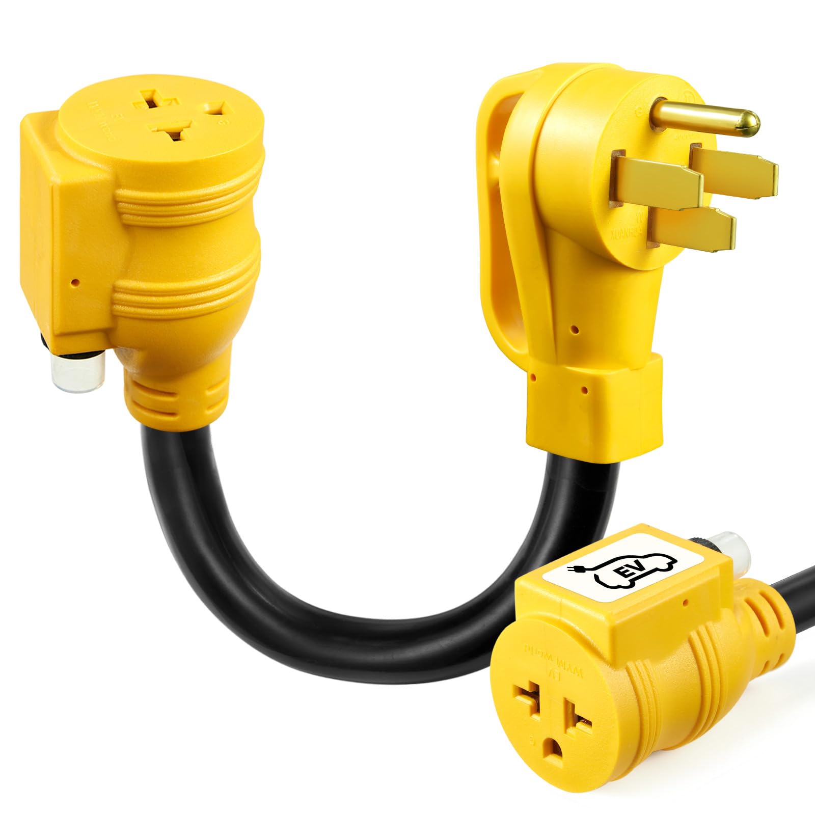 Photo 1 of WYM world NEMA N14-50P 50Amp to Dryer Plug to 6-20R EV Charger Adapter, 50A 250V 4-Prong Dryer Plug to 20A 250V 6-20R, 14-50P to 6-20R Power Cord for EV Car Charging at Dryer Outlet