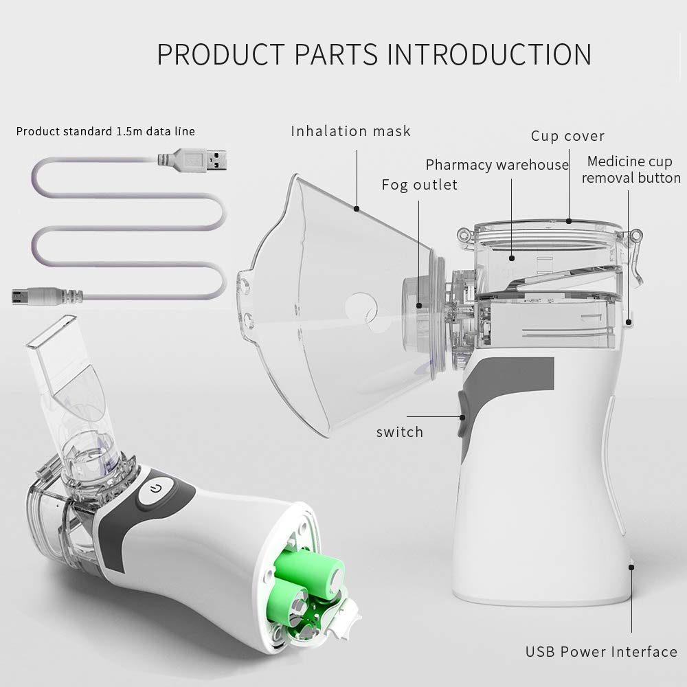 Nebulizzatore a microgrid ultrasuoni portatile Mini Topchance, atomizzatore per inalatore di vapore muto, evaporatore portatile per viaggi e famiglie (Grigio)