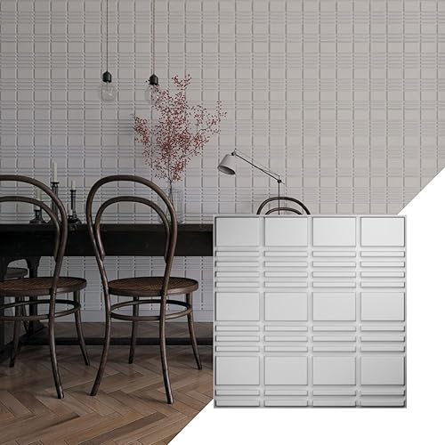 Ekena Millwork WP20X20SDWH 19 58 pulgadas de ancho x 19 58 pulgadas de alto apilado EnduraWall decorativo 3D cubiertas de panel de pared 2.67 pies