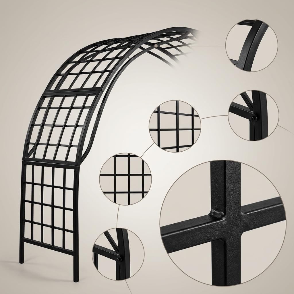 Arche Jardin en Métal, Style Européen, Cadre en métal, Portique Jardin, Embellissement Cour, pour horticulteurs, 120/60/40cm (Largeur/Hauteur/Profondeur)