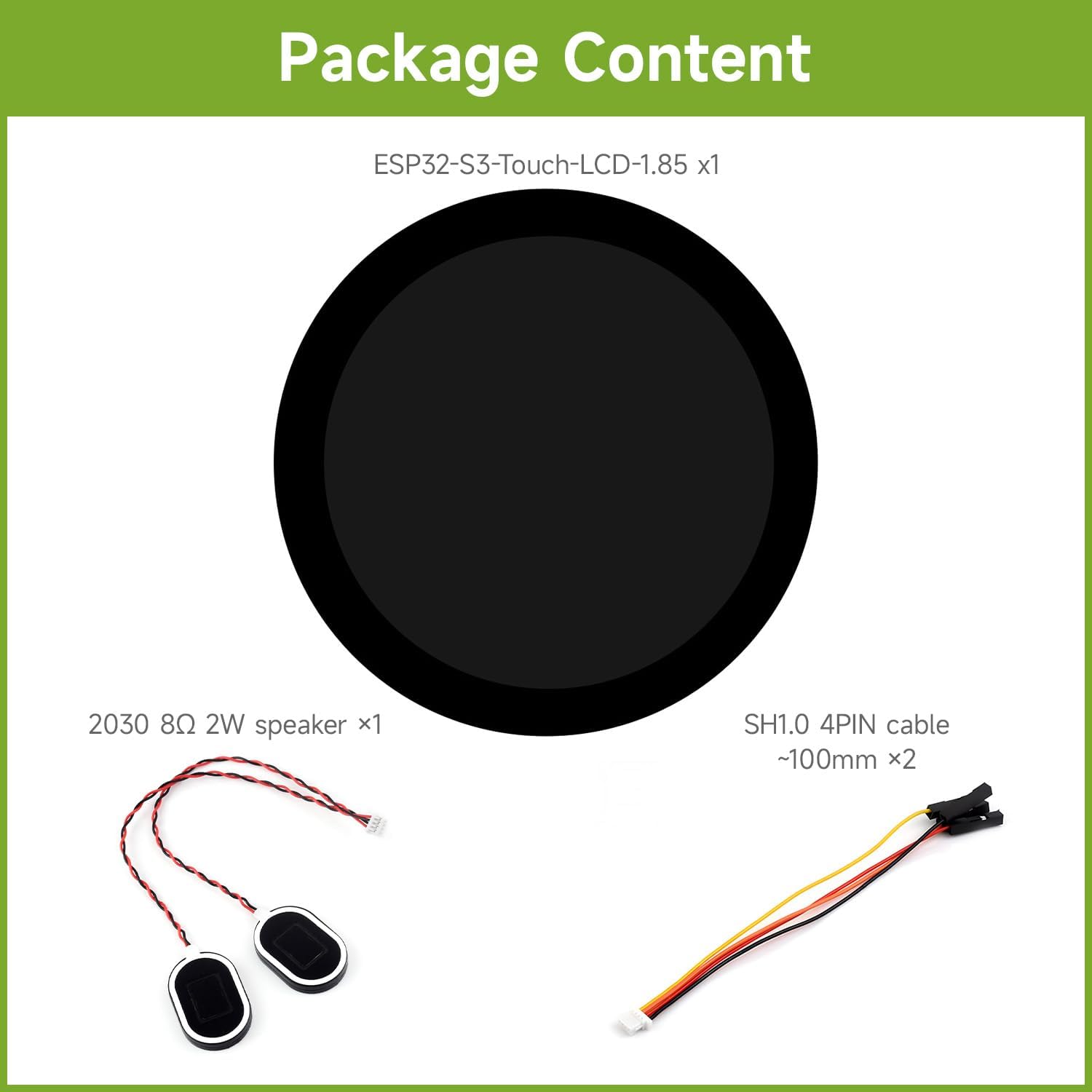 Waveshare ESP32-S3 1.85inch Round Display Development Board 360×360, 32-Bit LX7 Dual-Core Processor, Up to 240MHz Frequency, Supports Wi-Fi & BLE 5, Accelerometer and Gyroscope Sensor, with Touch