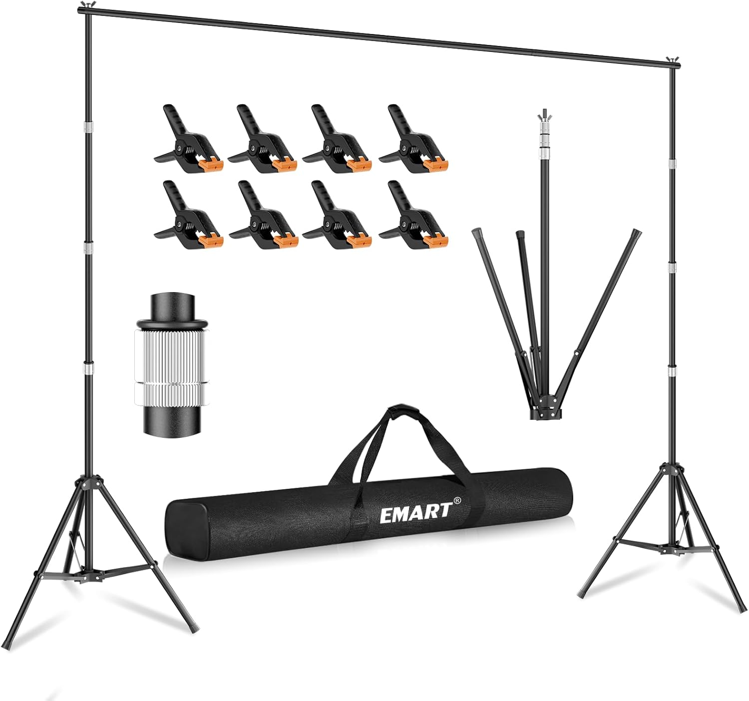 EMART Reverse-Folding Backdrop Stand,8.4x10 ft Photo Back Drop Adjustable Stand kit with a Carrying Bag for Party/Wedding/Photography/Festival Decoration/Graduation