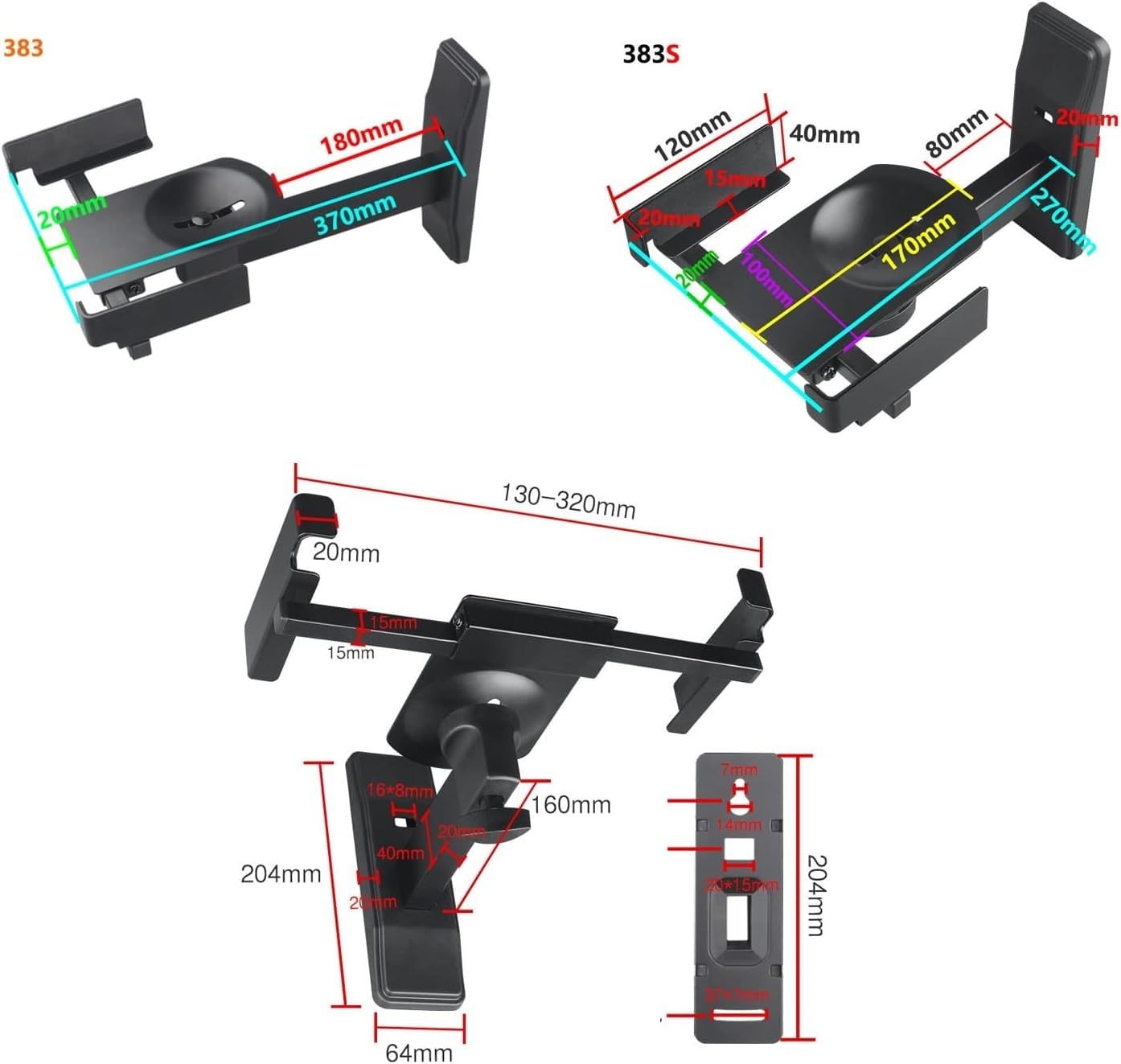 Supporto da parete for altoparlante, staffa for soundbar, supporto for soundbar, supporto for staffa, 1 pz Vassoio ad angolo regolabile Staffa circostante Supporti di registrazione professionali