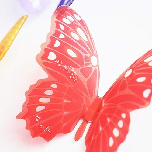 Miniatura 4 de Mezcla de 36 calcomanías de mariposa 3D huecas 3D de mariposa 3D, murales artísticos con purpurina para decoración de guardería, dormitorio, fiesta,