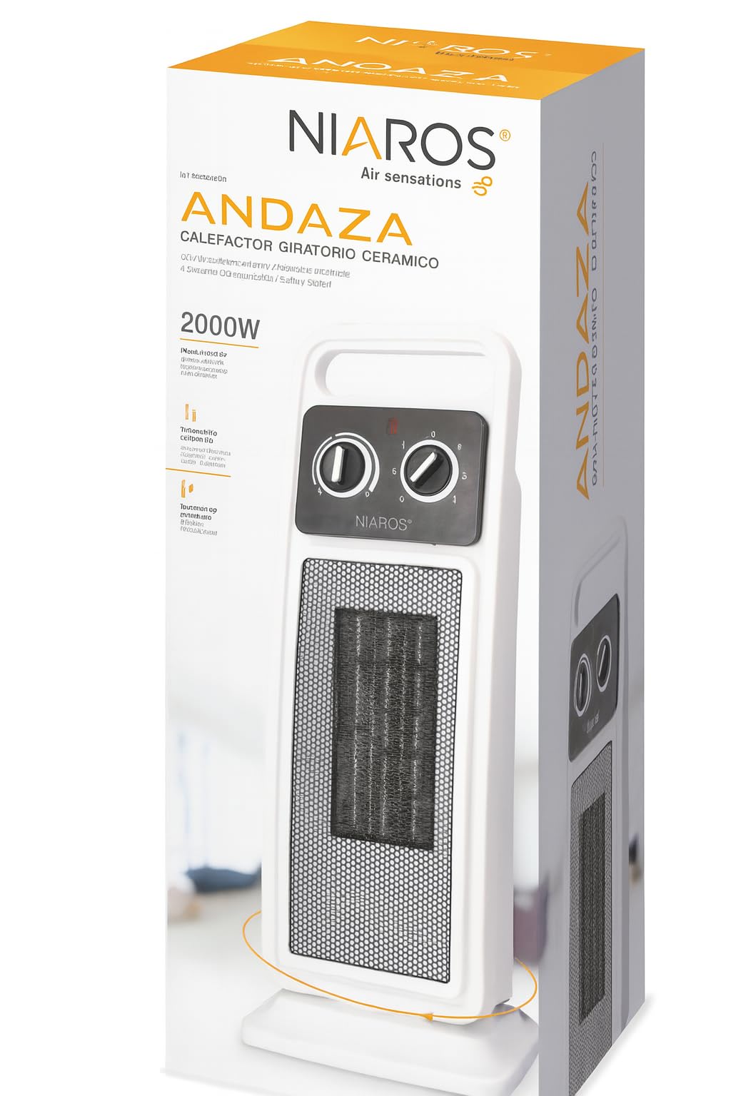 Calefactor cerámico PTC 2000W | Calefactor bajo consumo | Calefactor cerámico bajo consumo silencioso | Calefactor torre