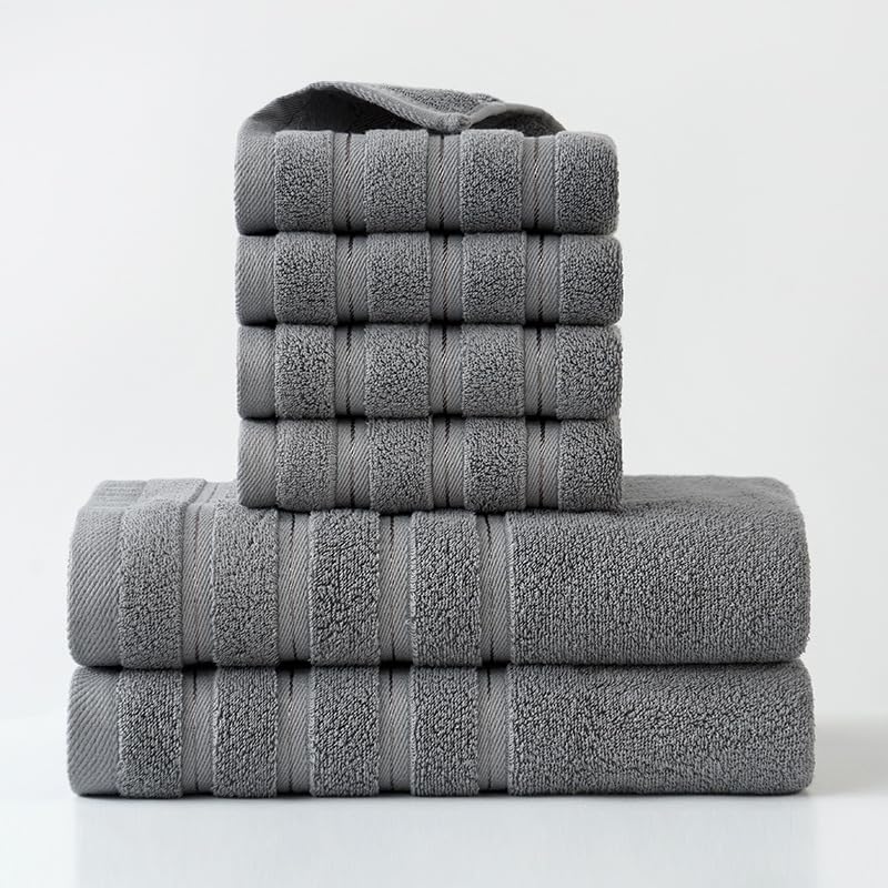 Toalla de 6 piezas para el cuidado personal de adultos, toallas suaves en color gris