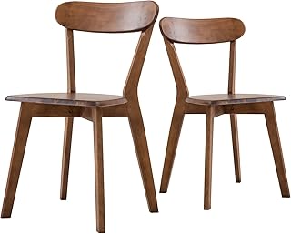 ACA Trading Wooden Dining Chairs Set of 2, Handcrafted from Natural Oak, Ergonomic Backrest, Ideal for Indoor and Outdoor ...