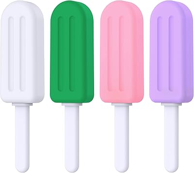 Chewies for Invisalign Aligner, CITYWAY 4 PCS Popsicle Silicone Chewies with Grip Handles, for Invisible or Metal Braces Aligner Munchies Unflavored,Strawberry, Mint, Grape