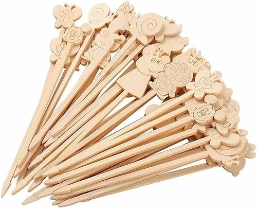 Pinchos de bambú natural de dibujos animados para aperitivos de alimentos de 3.5 4.7 pulgadas, palillos de madera para cóctel, bocadillos de frutas,
