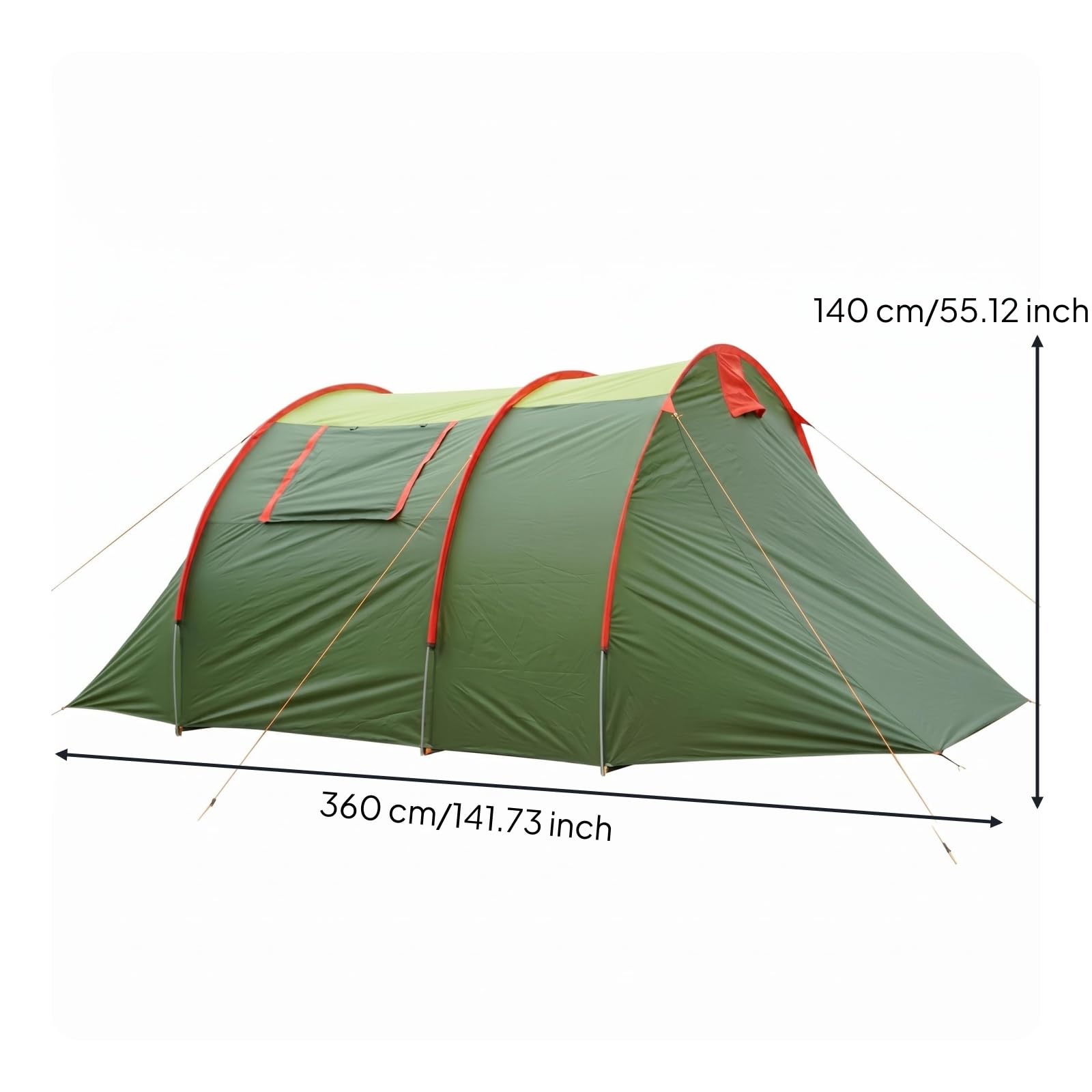 Tenda Tunnel a 2 Stanze Spaziosa Tenda Familiare Impermeabile Resistente Antivento per Viaggio