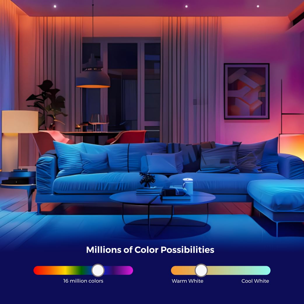 Essentials - foco inteligente, cambio de color, 800 lm, A19, WiFi Alexa y Google Assistant compatible