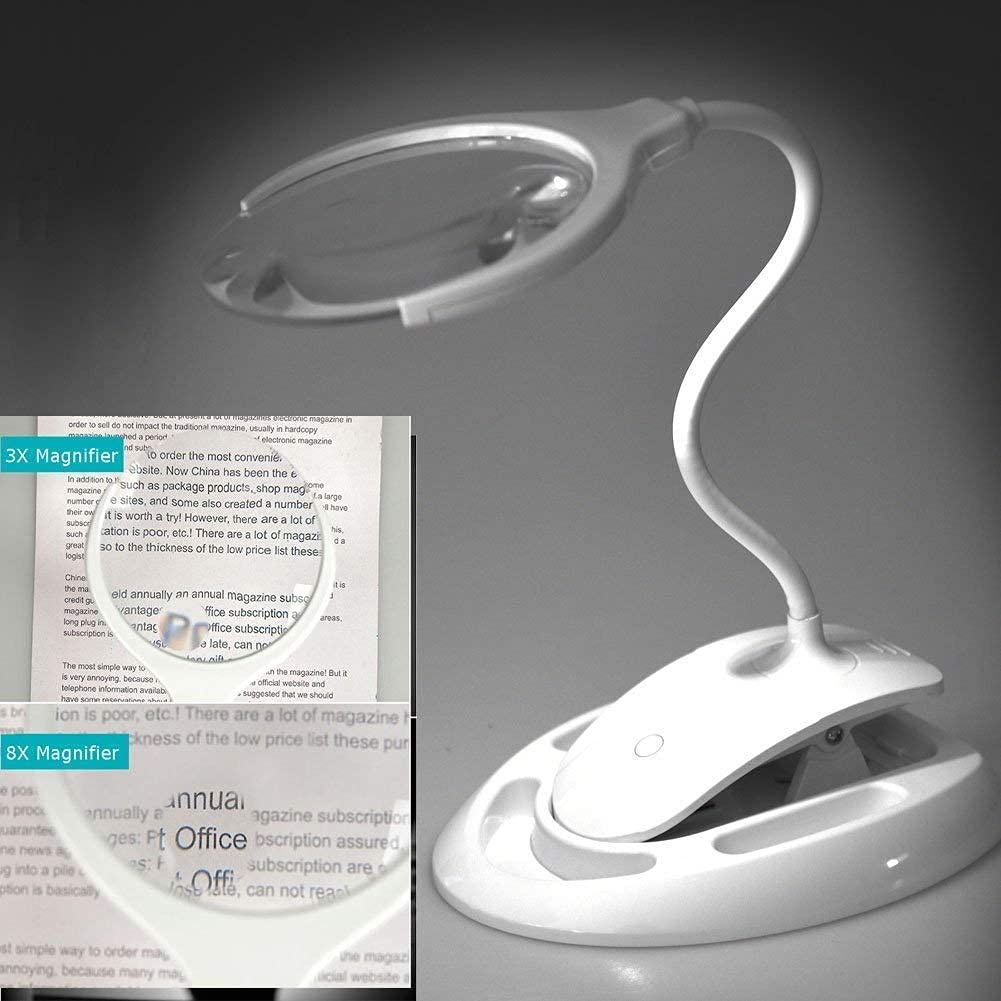 Lupa 5X 10X, Podświetlana Lampa Biurkowa Z Lupą, Zasilana Przez Usb Z Zaciskiem, 2 Regulowane Ustawienia Światła, Odpowiednia Do Książek, Czytania, Szycia, Rękodzieła, Projektowania Biżuterii
