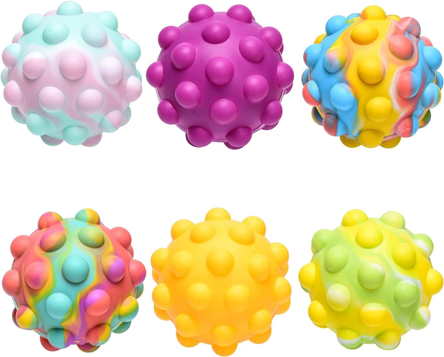 BINGLALA Pop Stress Balls Fidget Toy,3D Squeeze Balls Portable Anti Stress Sensory Game,Pop Party Favor for Adult Kids (6Pcs)