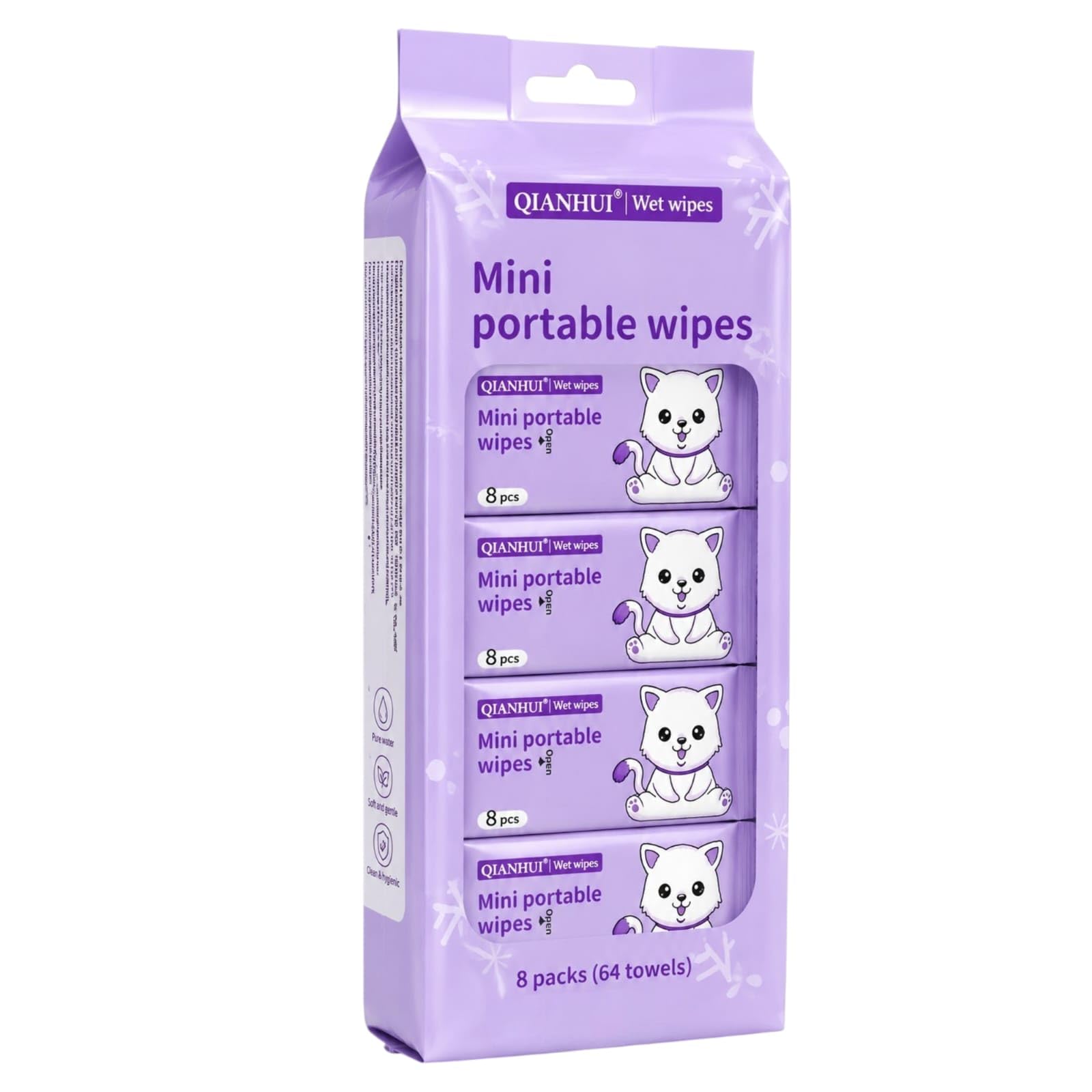 Generic Mini Portable Wet Wipes Pack of 1(64 Wipes) |Individually Wrapped Travel Wet Tissues |Alcohol-Free, Soft & Gentle, Skin-Friendly, Moisturizing Cleaning Wipes for Face, Hands, Baby Care, Travel-image-20