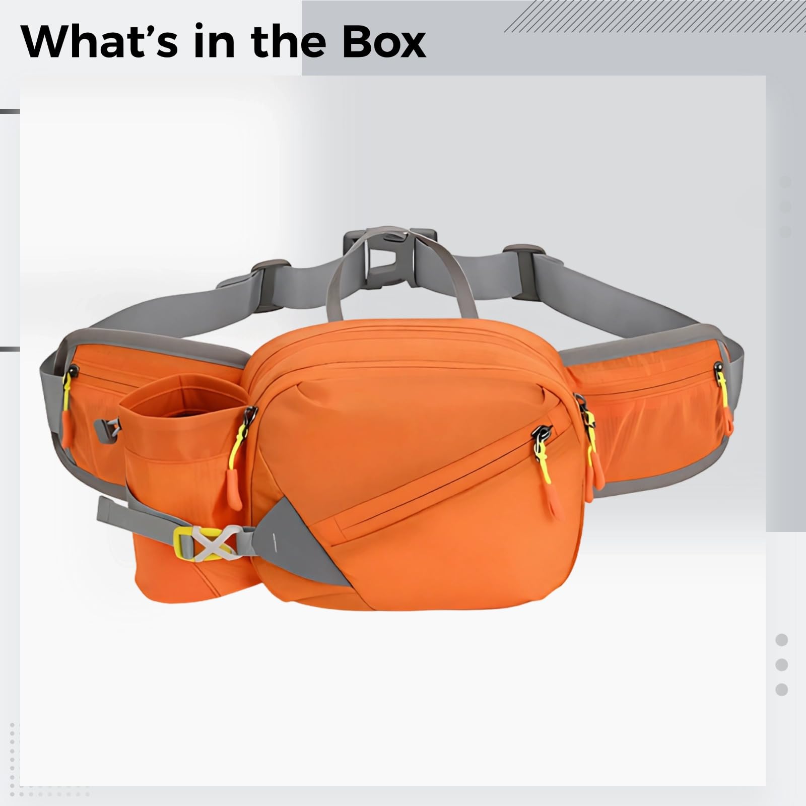 Gürteltasche in Orange mit Trinkflaschenhalter, Lauf- und Wandergürteltasche mit Fassungsvermögen, mehrschichtigem Stauraum, 750 ml Flaschenfach, mit verstellbarem Gürtel für Outdoor-Marathon