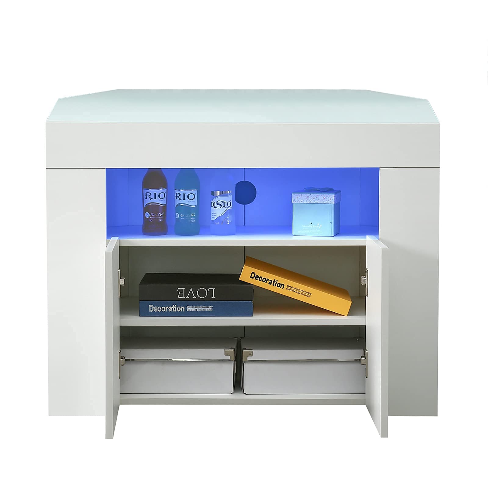 DripeX Corner TV Unit LED TV Stand High Gloss Media Console