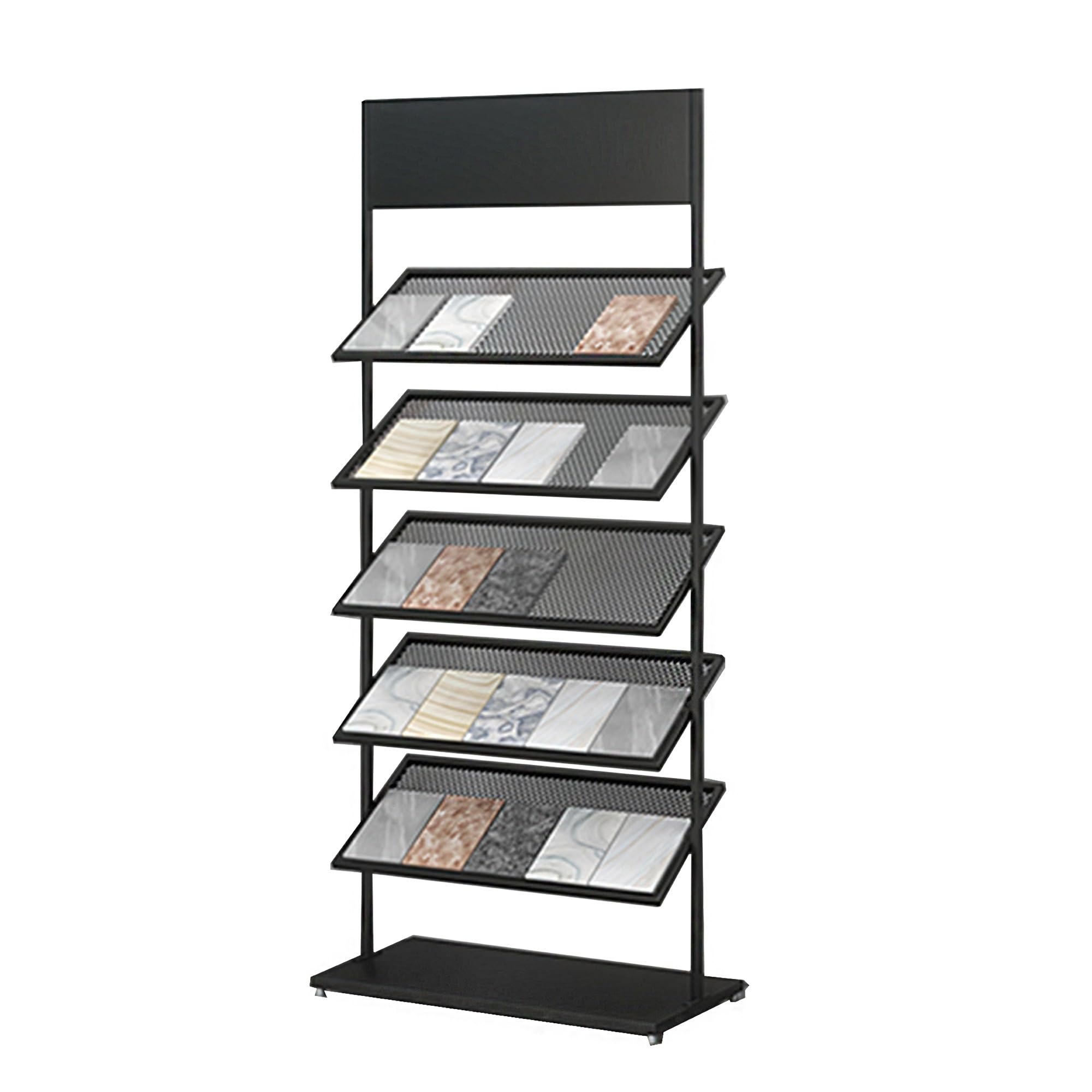 5-stöckiger Metallfliesen-Präsentationsständer für Einzelhandelsstände – perfekt für Holzboden-Shows und Ausstellungshallen – stabiles Regal für Geschäfte (67 x 35 x 150 cm)