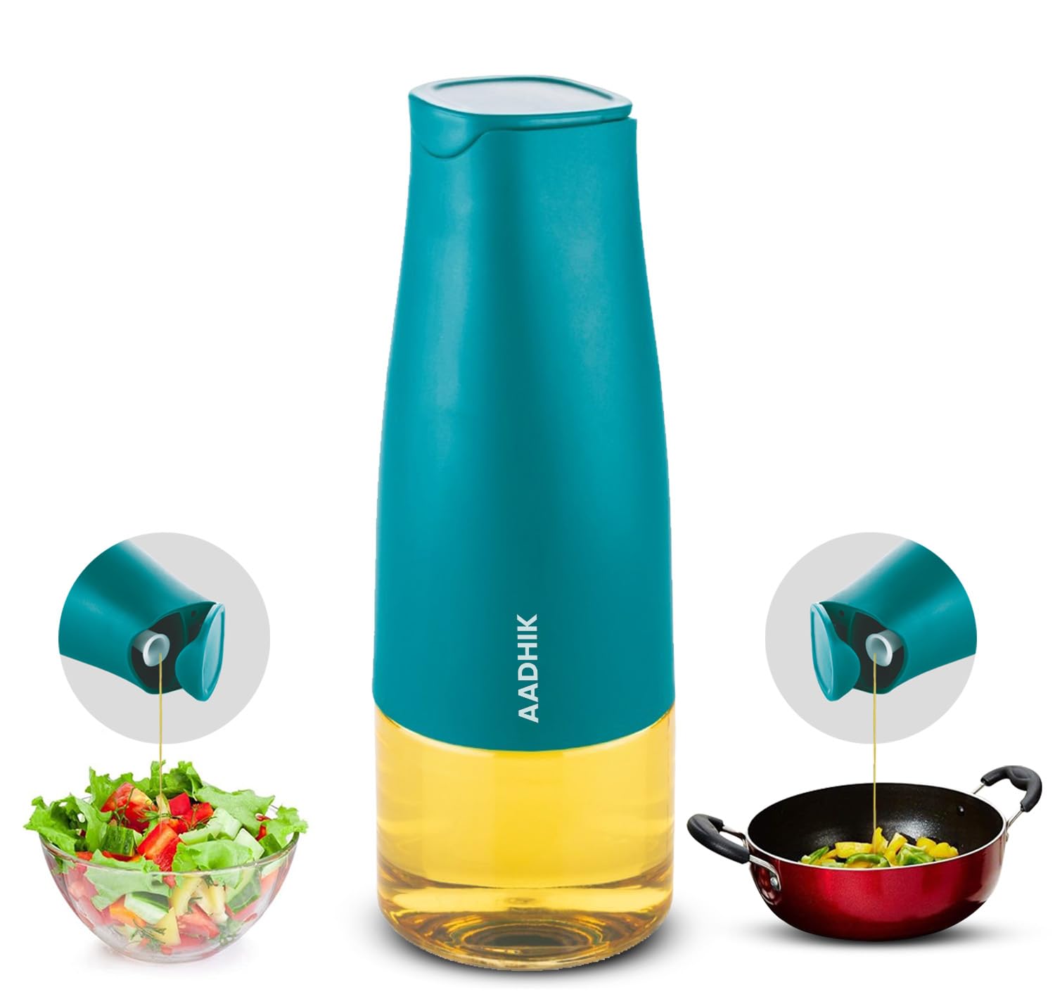 AADHIK Oil Dispenser Bottle - Oil and Vinegar Dispenser Bottle with Gravity Automatic Opening and Closing Bottle, Drip Free Spout Oil Dispenser Bottle (Multicolor, Pack of 1)