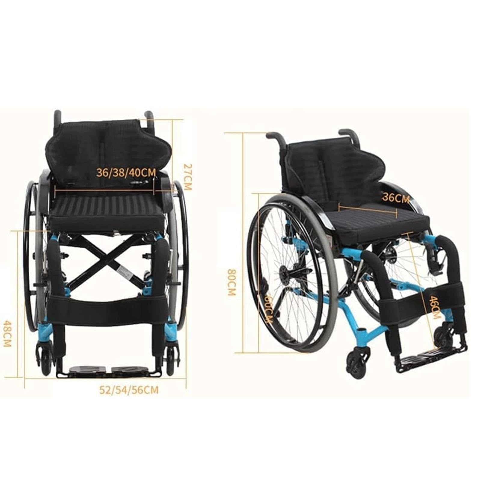 Wózek Inwalidzki, Transportowy Wózek Inwalidzki Samobieżny Ręczny Wózek Inwalidzki Dla Dorosłych Transportowy Wózek Inwalidzki Ultralekki Aluminiowy Wózek Inwalidzki/White/Seat Width 38Cm