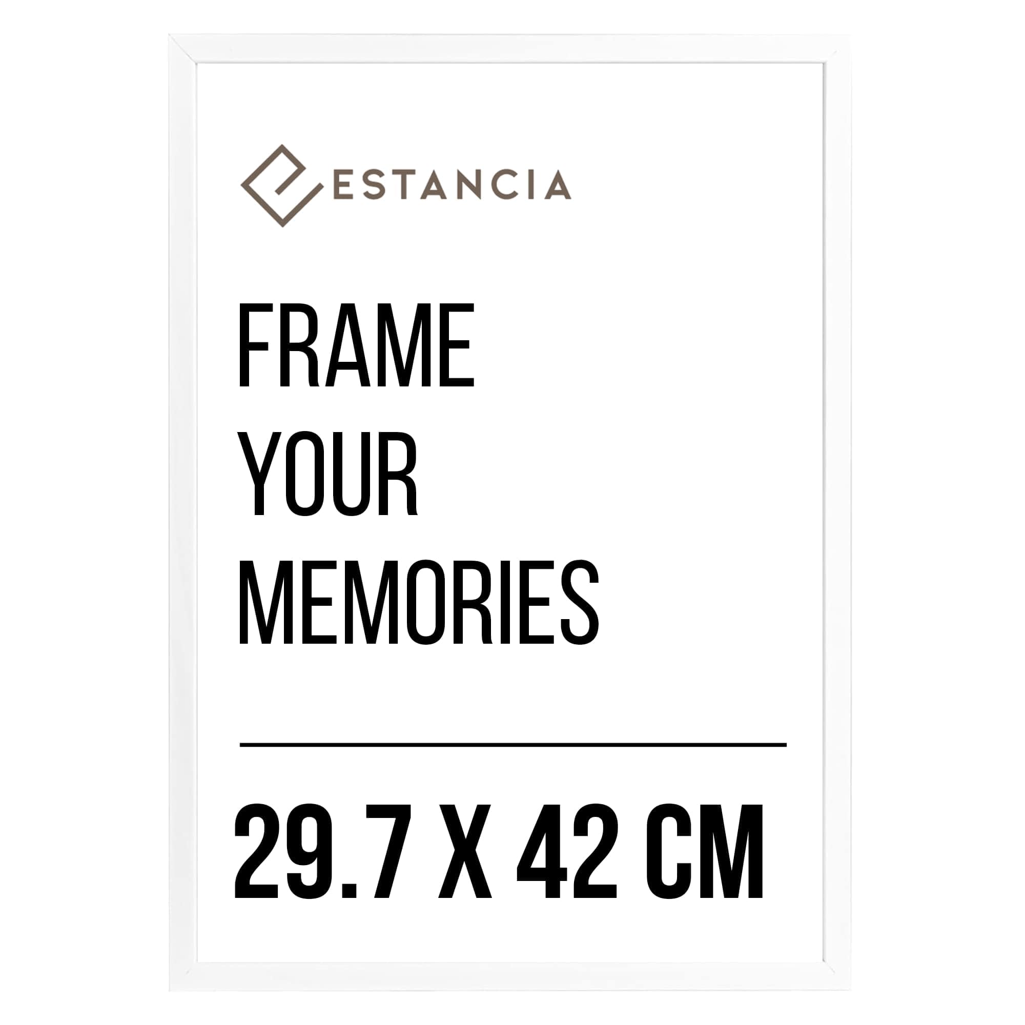 Estancia White Pine Wood Photo Frame 29.7x42 cm (A3) with Shatterproof Acrylic Glass | Modern 29.7 x 42 cm Wooden Picture Frame