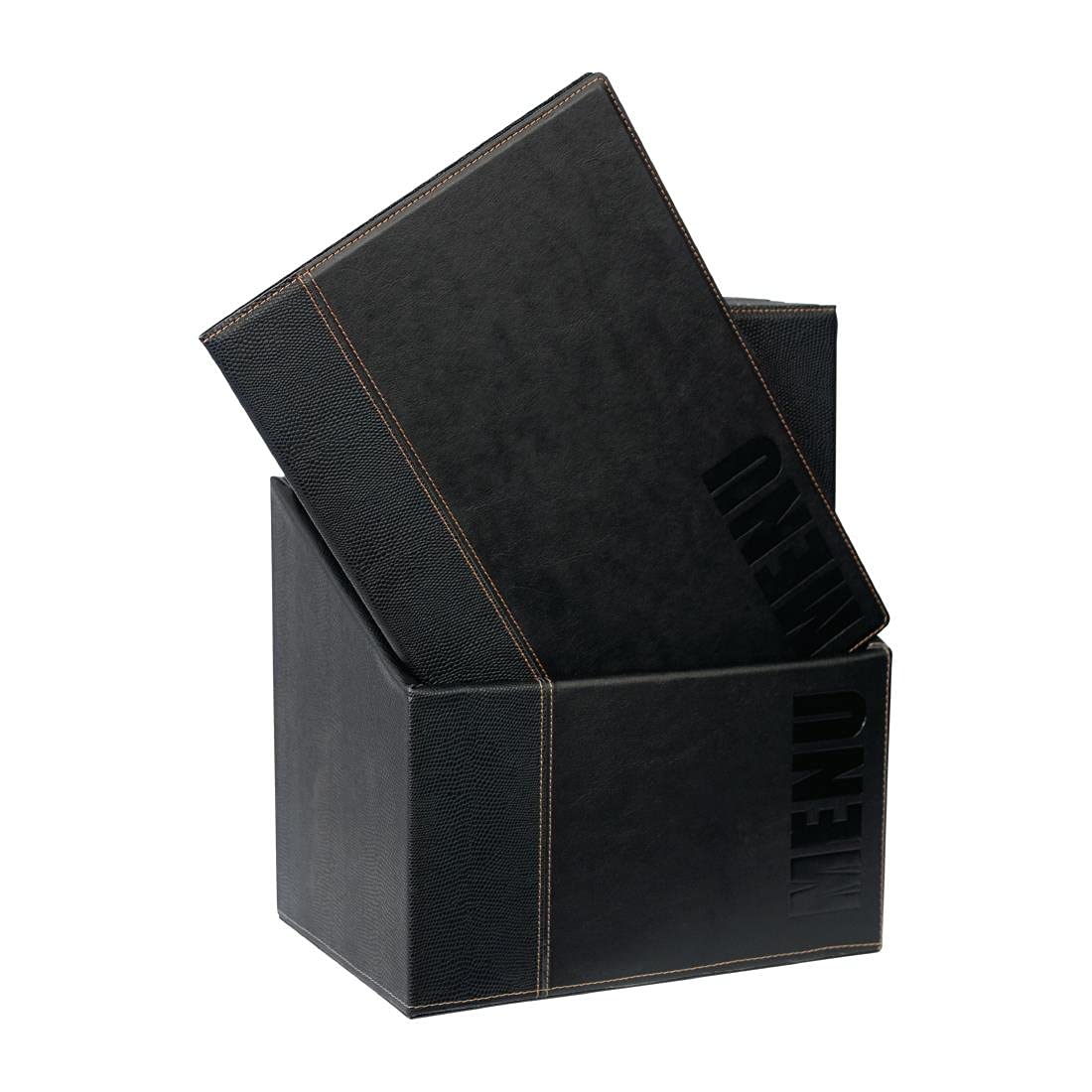 Contemporáneo Menu Holder Set – A4 Color: Negro Paquete de 20 unidades con caja de soporte.