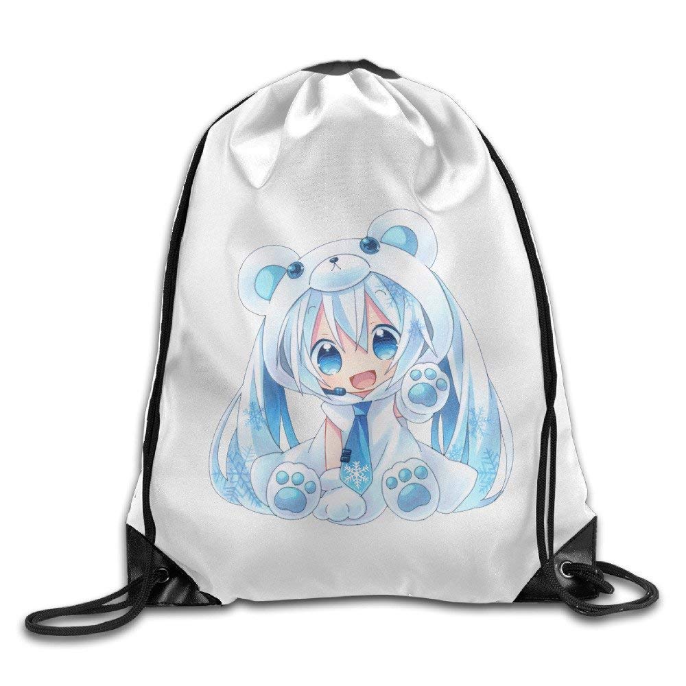 Etryrt Premium Drawstring Gym Bag, Gym Hatsune Miku Chibi Kawaii Vocaloid Family Cool Drawstring Backpack Sports Bag