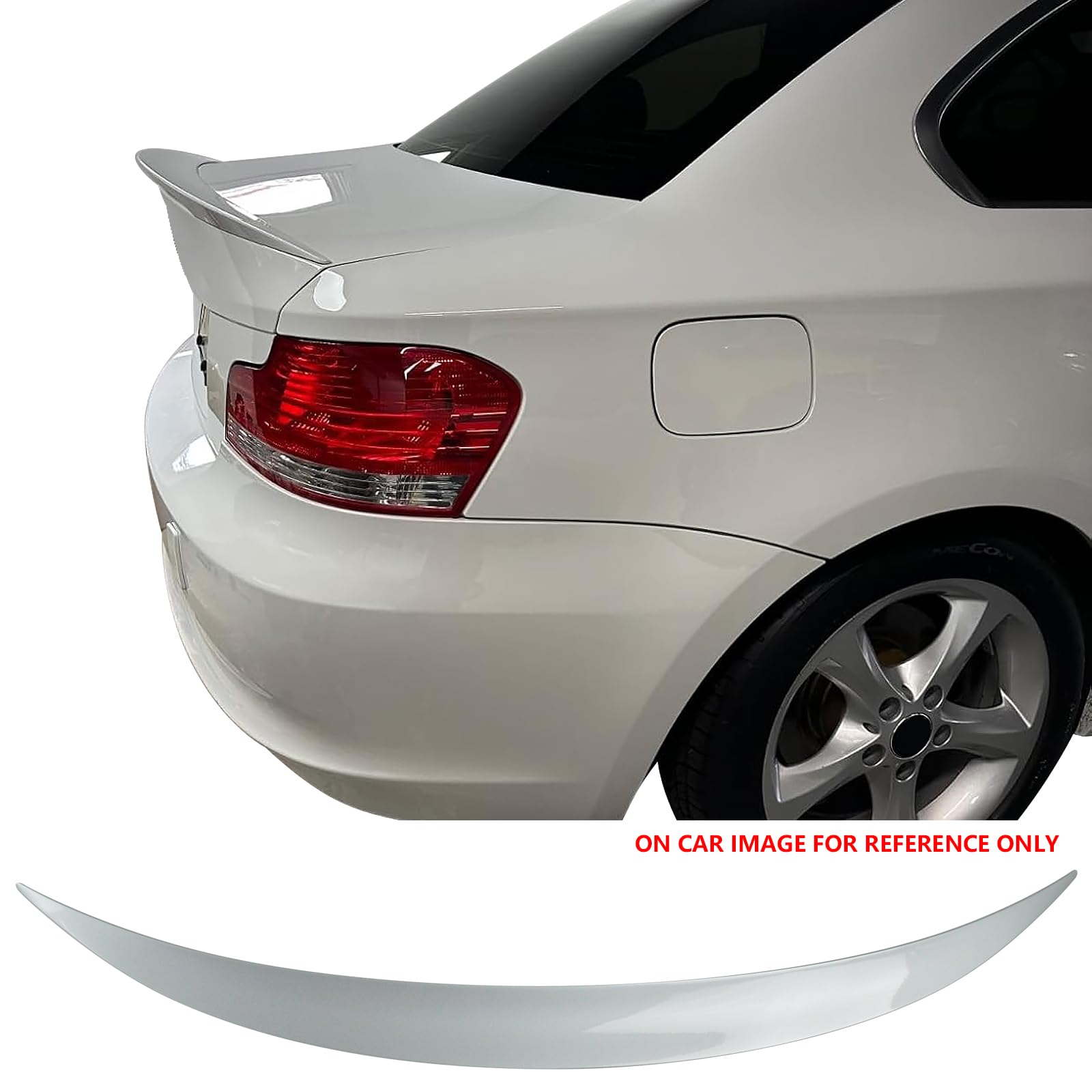 IKON MOTORSPORTS Trunk Spoiler Compatible with 2007-2013 BMW E82 1 Series Coupe 2-Door, Performance Style Painted #354 Titanium Silver Metallic ABS Rear Wing
