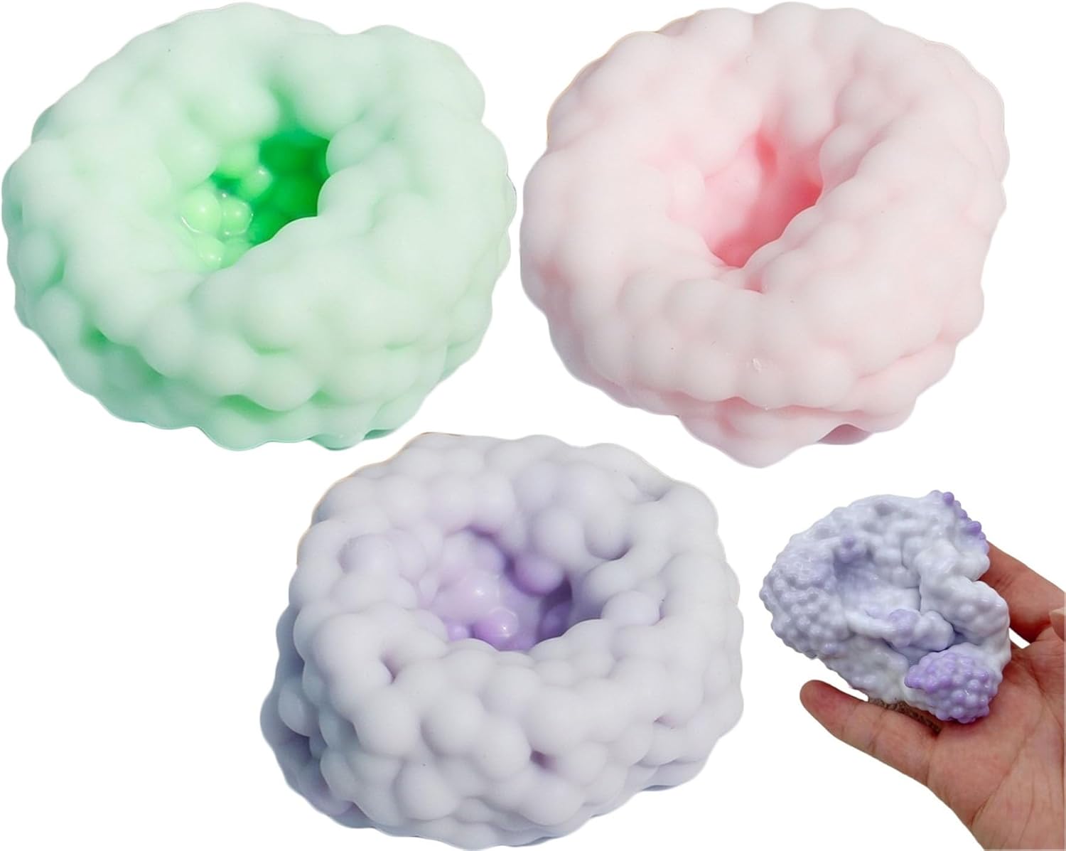 Crunchy Stress Balls, Moldable Crunchy Noisy Squeeze Stress Balls Ice Skin Crunchy Squishy Balls Slow Rebound Sensory Squeeze Ball for Anxiety Relief & Focus(3pcs-b)