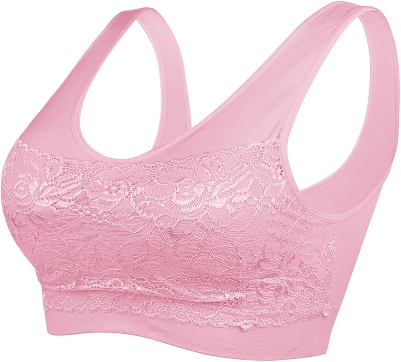 Women Sports Bra Seamless Comfortable Soft Breathable Ladies Lace Bras Removable Padded Tops Push up Underwear Packs for Yoga Fitness Exercise