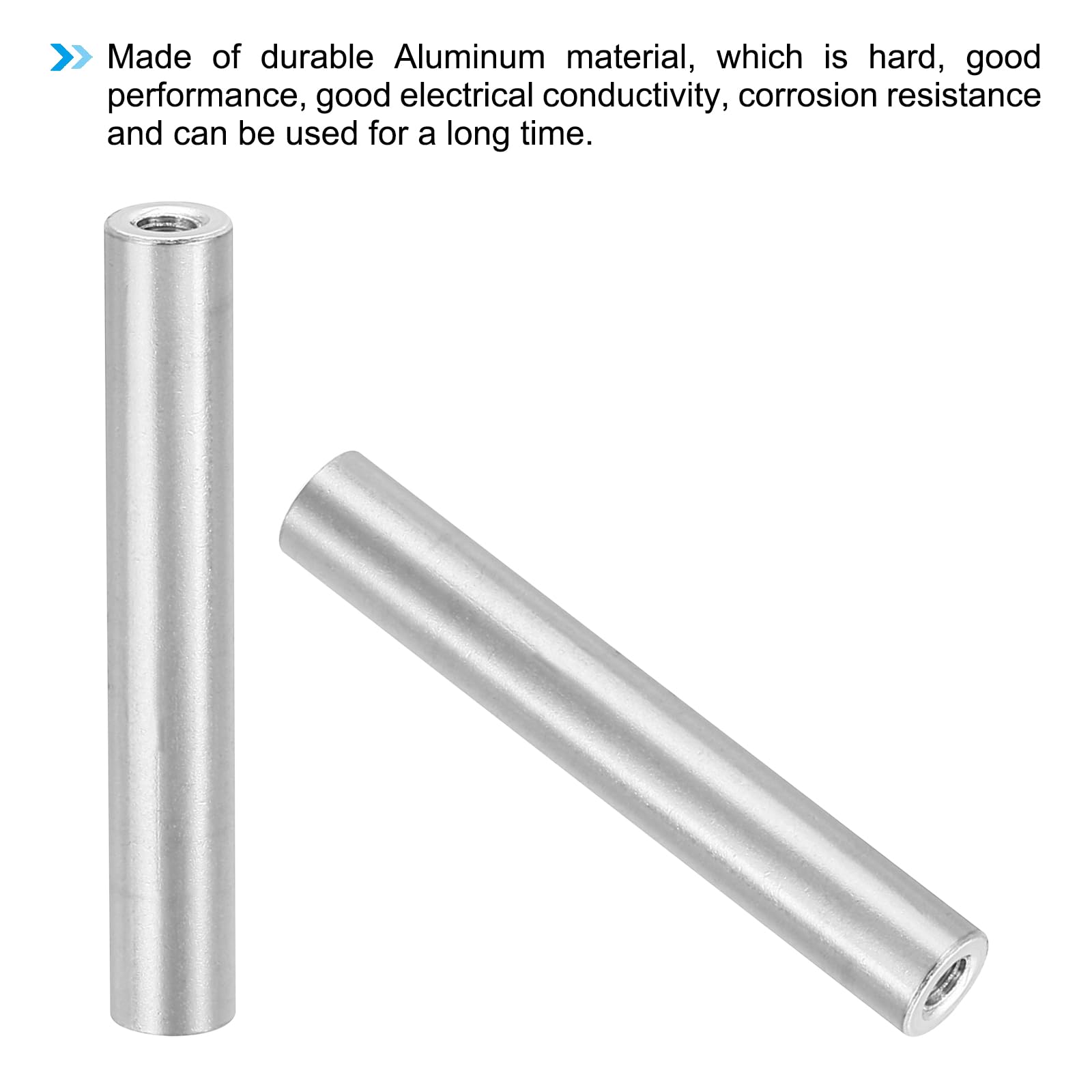 PATIKIL 6pcs M3 Metal Threaded Standoff Spacer Nuts, Round Aluminum Spacers Female Coupling Screws, 1/8" ID x 1/4" OD, Silver, (37mm L) - Image 4