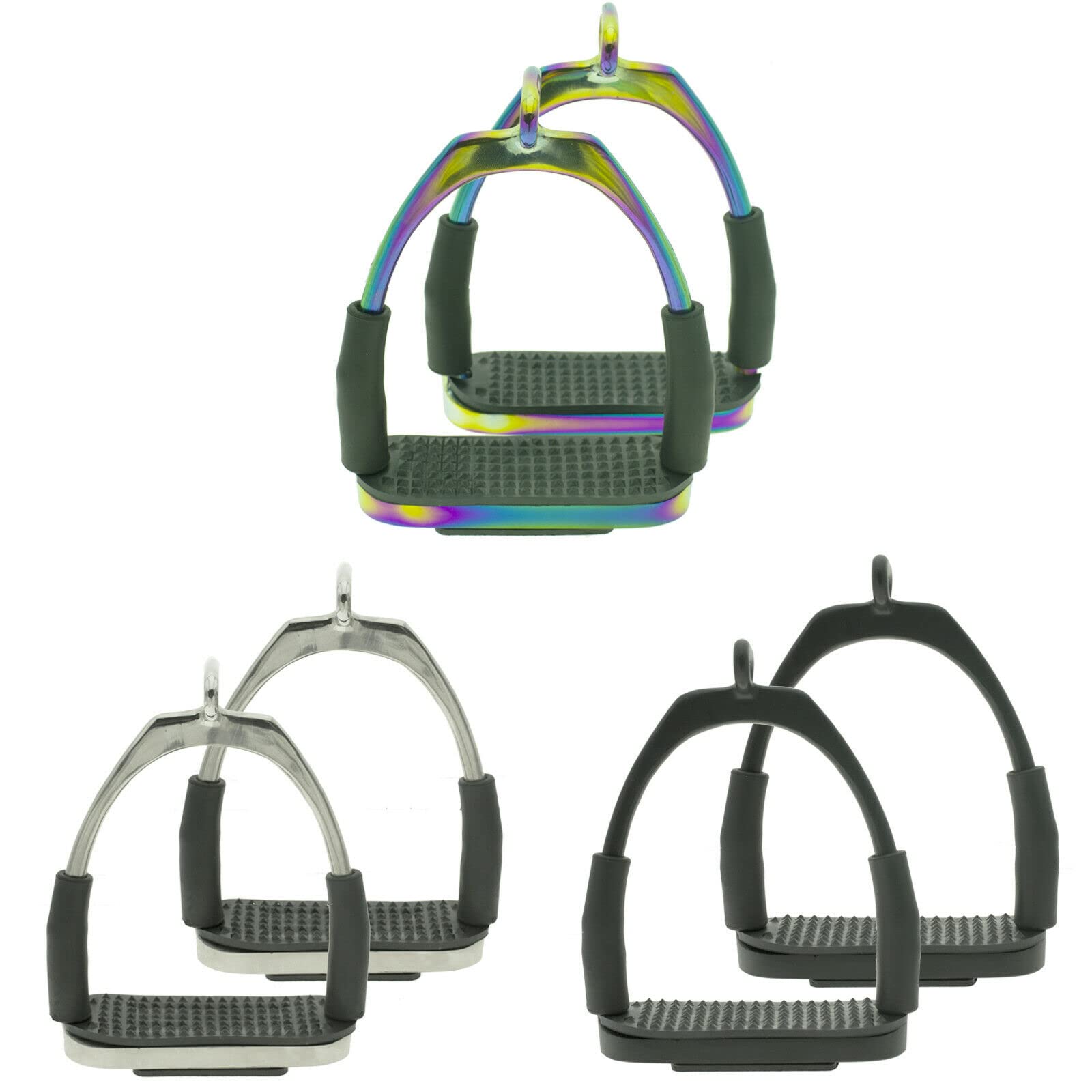 YNR® Flexi Safety Stirrups Horse Riding Bendy Irons For Equestrian Saddles Tack 4.75 (Titanium)