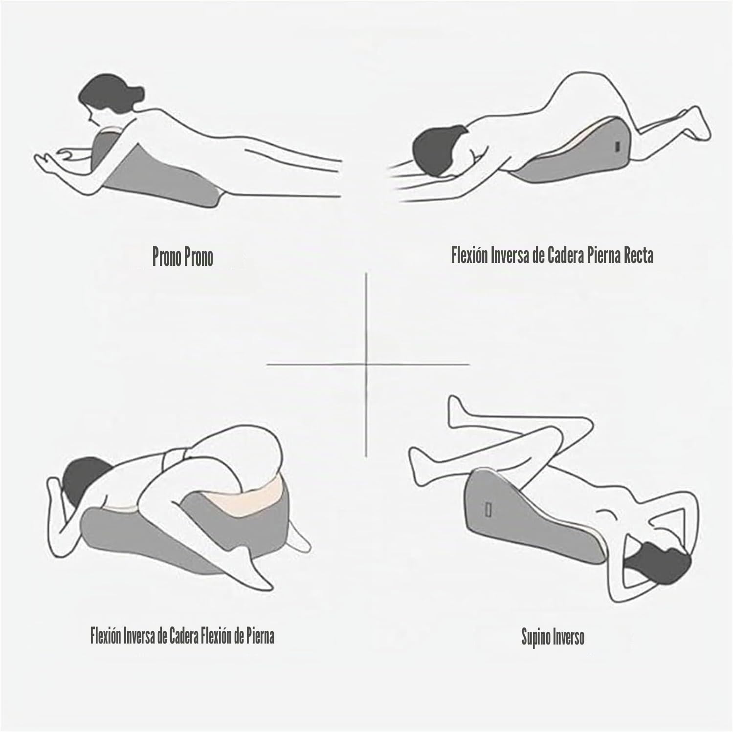 Almohada de espuma viscoelástica para parejas – Cojín de posicionamiento de 27° con soporte lumbar, cojín impermeable para mayor intimidad y comodidad en el dormitorio (gris)