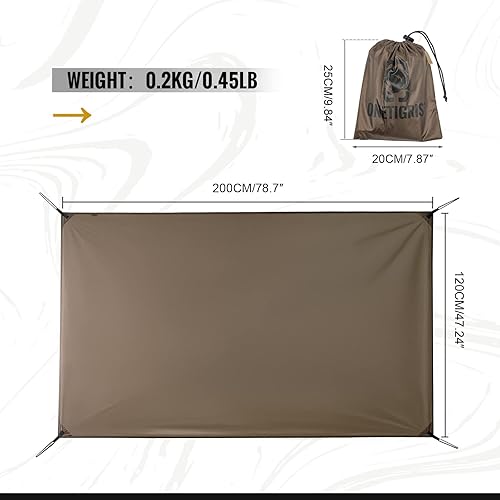Miniatura 3 de OneTigris Huella para 2 personas para tienda de campaña de mochilero, clasificación impermeable de 78.740 in, 78.7 x 47.24 pulgadas