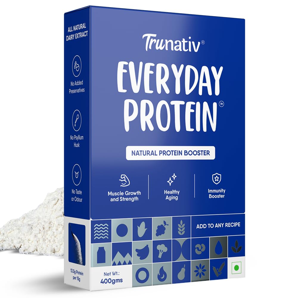 Trunativ Cookable Milk Whey Protein Isolate| 90% Protein Per Serving | Muscle Growth & Immunity Booster| Natural Protein Powder| No Added Sugar | Higher Protein Absorption | Unflavoured 400g (Pack of