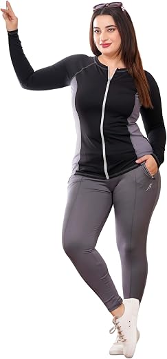 Keepfit Plus Size colourblocked 2-piece Zippered Padded Swimset