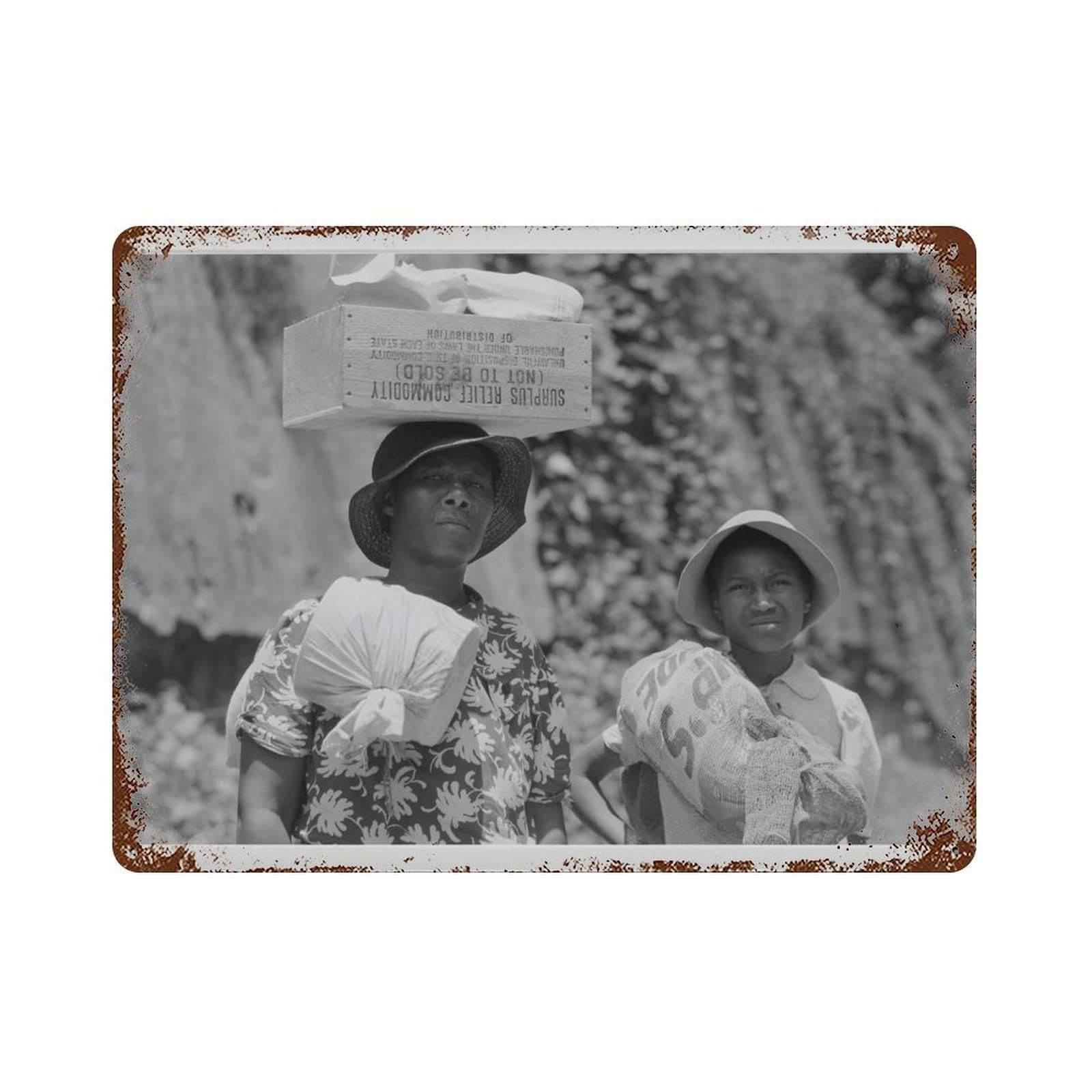 xiaoxiaoshen Vintage Black And White Photo ， African American Women, North Carolina Wall Decor Art Metal Tin Poster Modern Home Decor Art Home Bar Shop Decorations Vintage Sign 30x40cm