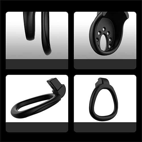 Miniatura 3 de Jaula de castidad masculina con 3 tamaños de anillos y llave, jaula impermeable para pene ligero, jaula de pene negro, jaula de pene para adultos,