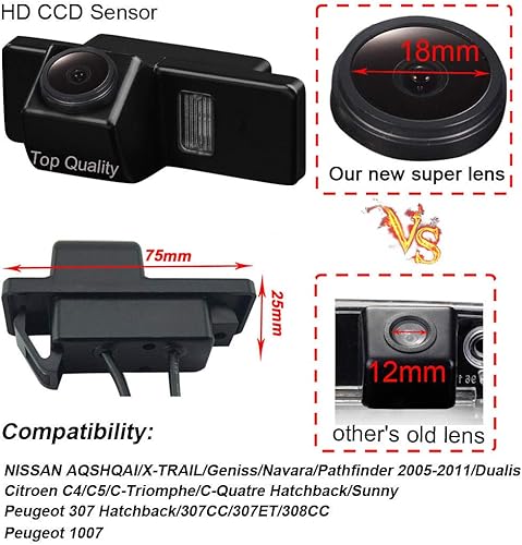 Miniatura 3 de Cámara de vehículo Super HD 1280x720 píxeles 1000 líneas de TV 170 gran angular visión nocturna cámara de visión trasera estacionamiento inverso