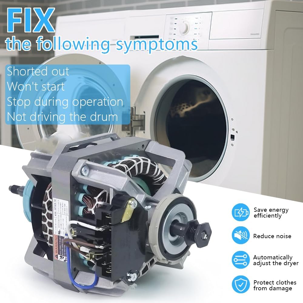 Upgraded 131560100 134156500 Dryer Motor Replacement for frigidaire Kenmore Dryer Compatible Part Number: 407697 131758500 134156500 131461800A PS418132 AP2107144 S131560100