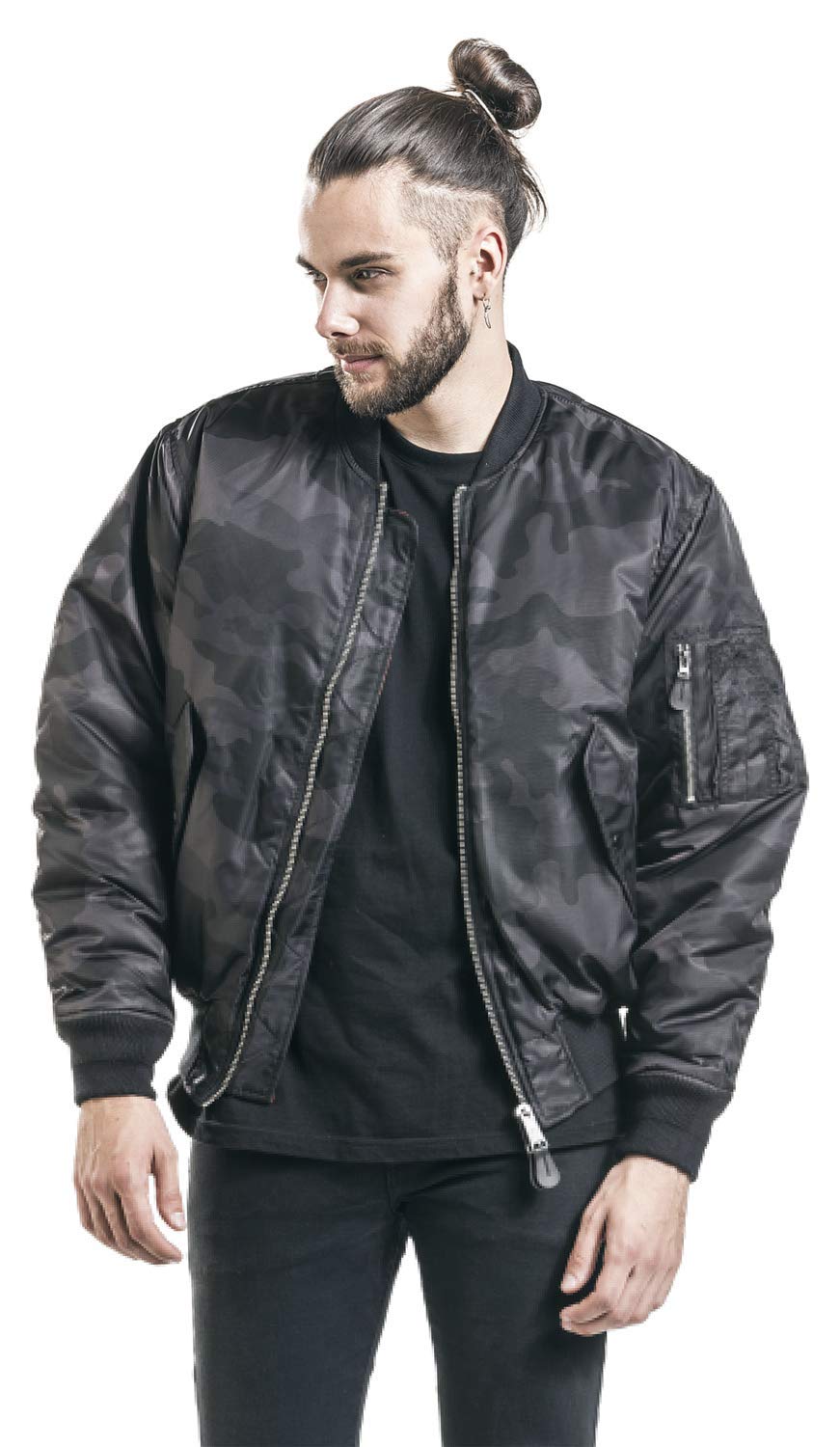 Brandit MA1 Hombre Cazadora Bomber Negro 100% Nailon