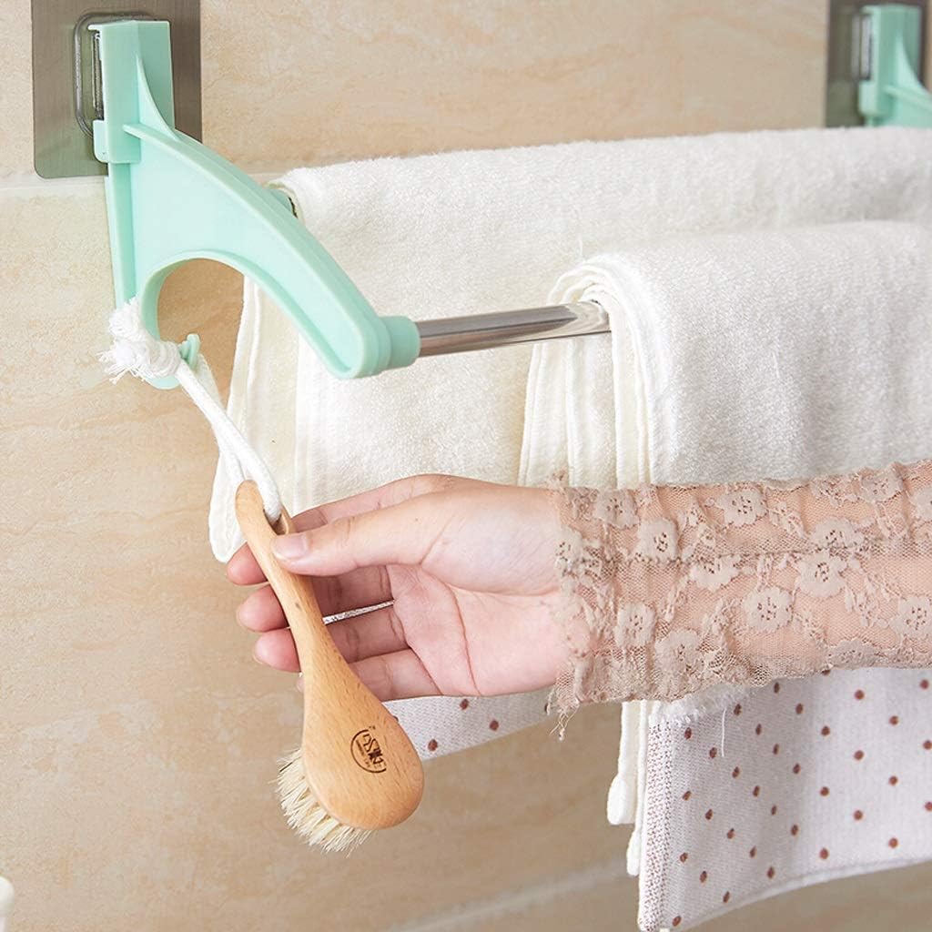 LYGXWJFC Toallero, Barra de baño Doble sin perforación, Soporte Organizador de Almacenamiento Adhesivo con 2 Ganchos