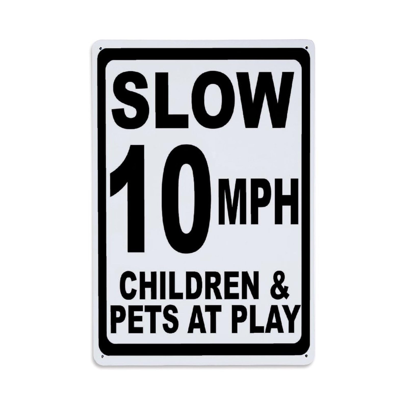 Slow 10 Mph Children And Pets At Play Vintage Tin Sign Retro Metal Wall Decor Metal Poster, Home Bar Garage Farmhouse Cafe Wall Art Decoration 8x12Inches