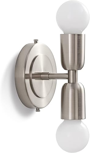 BRIGHTTIA Luna Duo - Aplique de pared de 2 luces, accesorio moderno de mediados de siglo para pared y techo, lámpara Edison minimalista para pasillo