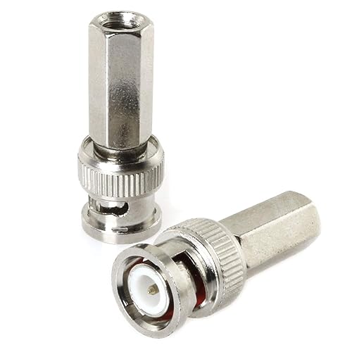 Miniatura 3 de E-outstanding 4 unids giro en BNC macho RG59 coaxial conectores coaxiales adaptadores de cable para cámaras CCTV tarjeta de video de seguridad