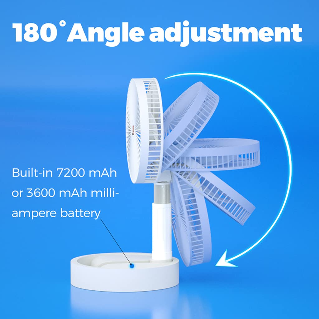 Ventilatore a piedistallo portatile Ventilatore da tavolo USB pieghevole 4 marce estensibile girevole portatile scrivania Air Cooler 5-24 Run for Time
