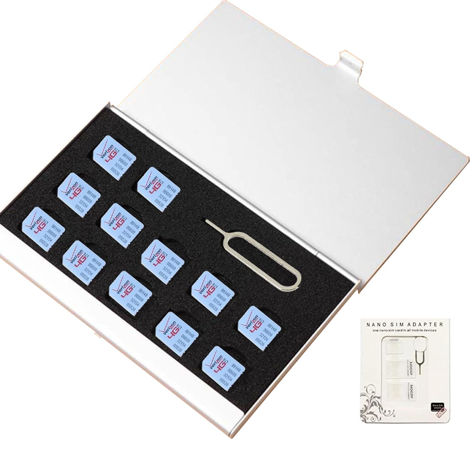 SIM 　　　　　　　　　　　　　　　WM636A Amazon.com: Aluminum SIM Card Case, 12 Slots Ultrathin Nano SIM
