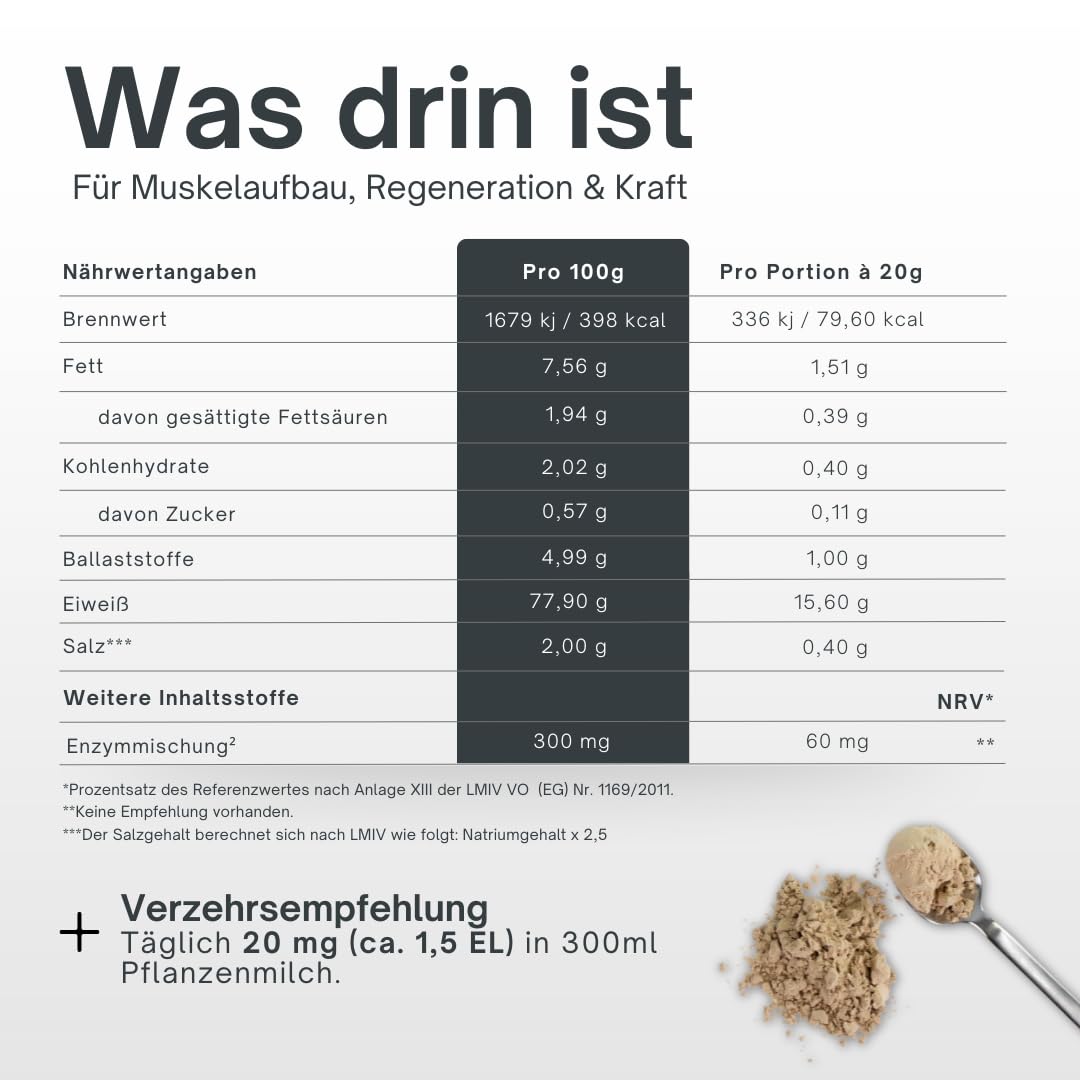 AgilNature Veganes Protein Pulver I 600 g Erbsenprotein mit 78% Eiweiß + Enzymkomplex I 30 Portionen I Protein Shake für Muskeln & Knochen I ohne Zuckerzusatz I Made in Germany I ProteinAgil