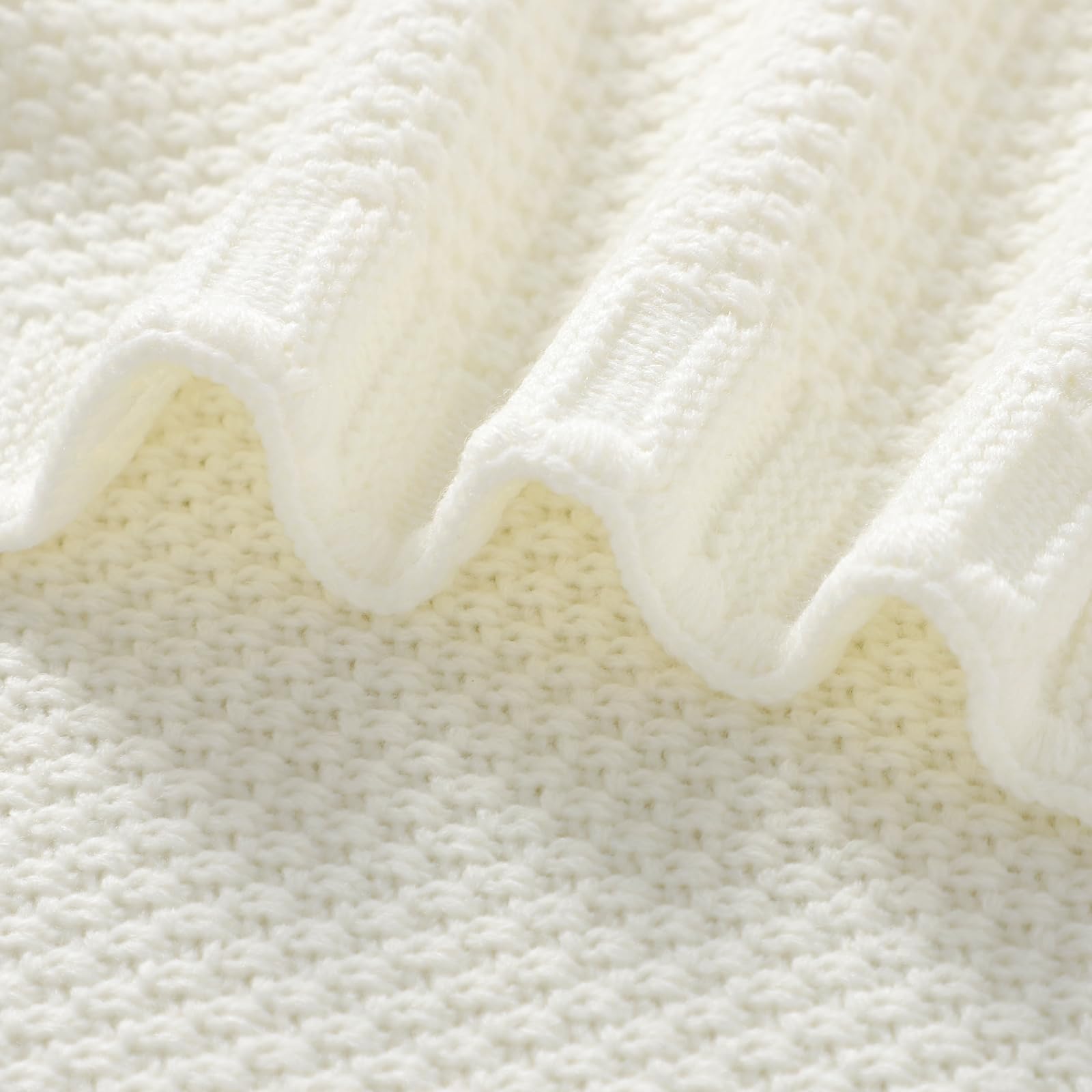 Neiwech Cellular Baby Blanket Knitted Cozy Soft Crib Stroller Receiving Swaddle Blankets for Newborn Boys Girls 100 * 80cm White - Image 4